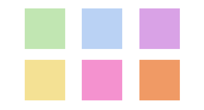 Färgpalett med orange, gul, röd och rosa